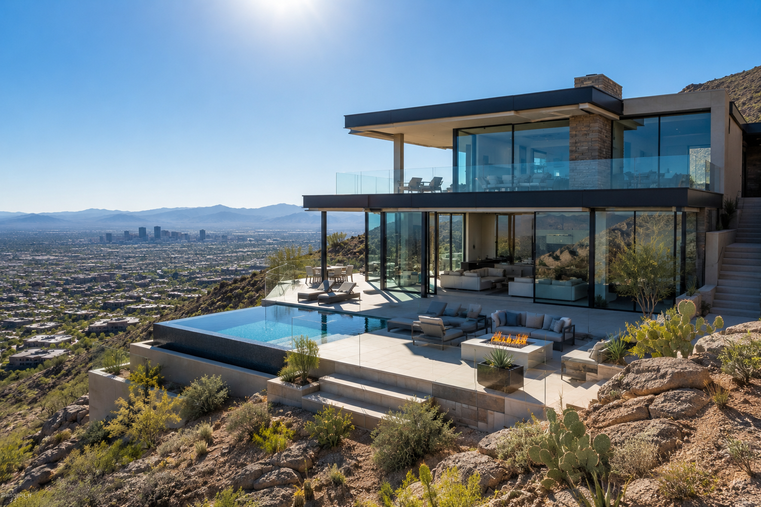 Luxury custom desert estate exterior built by Apex Home Concepts — Phoenix, AZ metro area